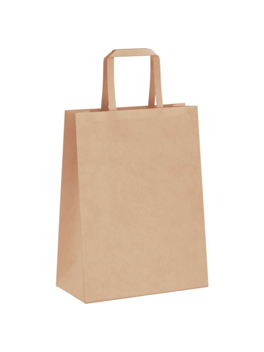 Paperikassit 250 kpl kahvoilla ruskea 21x11x28 cm