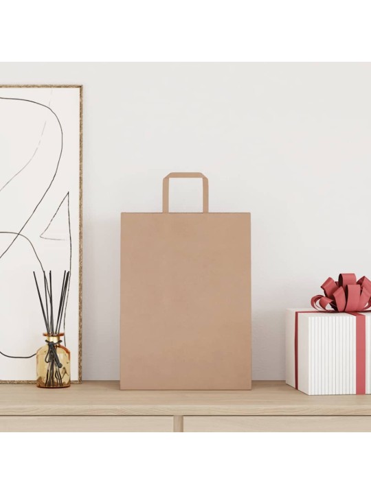 Paperikassit 250 kpl kahvoilla ruskea 26x12x35 cm