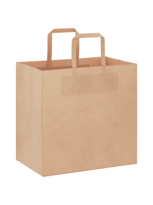 Paperikassit 250 kpl kahvoilla ruskea 26x17x25 cm