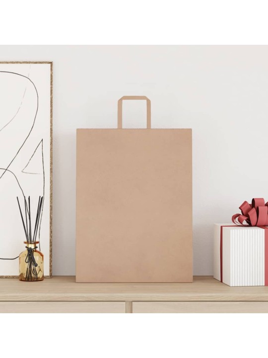 Paperikassit 250 kpl kahvoilla ruskea 32x12x42 cm