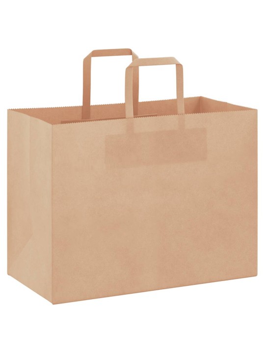 Paperikassit 250 kpl kahvoilla ruskea 32x17x25 cm