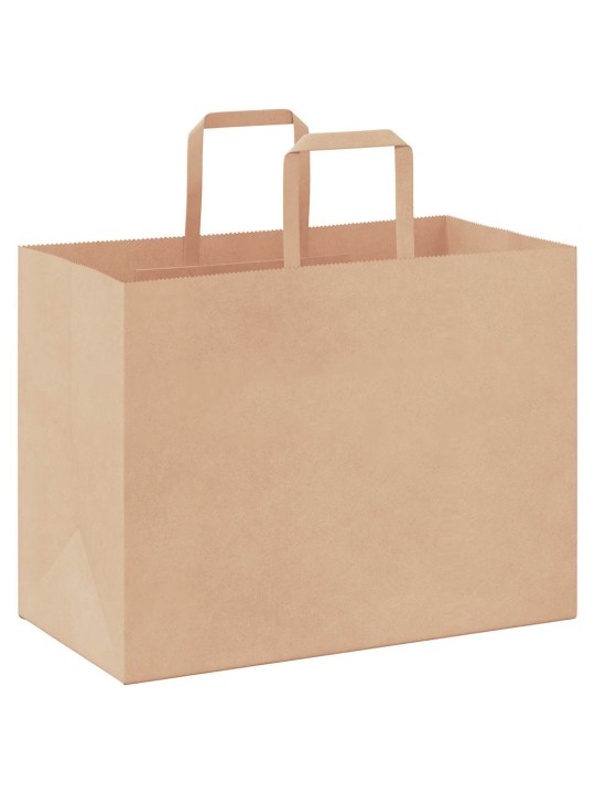 Paperikassit 250 kpl kahvoilla ruskea 32x17x25 cm