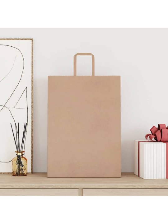 Paperikassit 250 kpl kahvoilla ruskea 32x17x44 cm