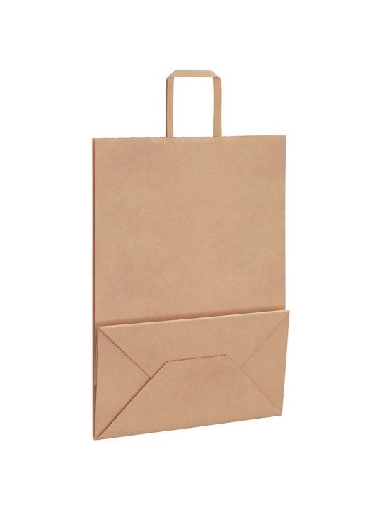 Paperikassit 250 kpl kahvoilla ruskea 32x17x44 cm
