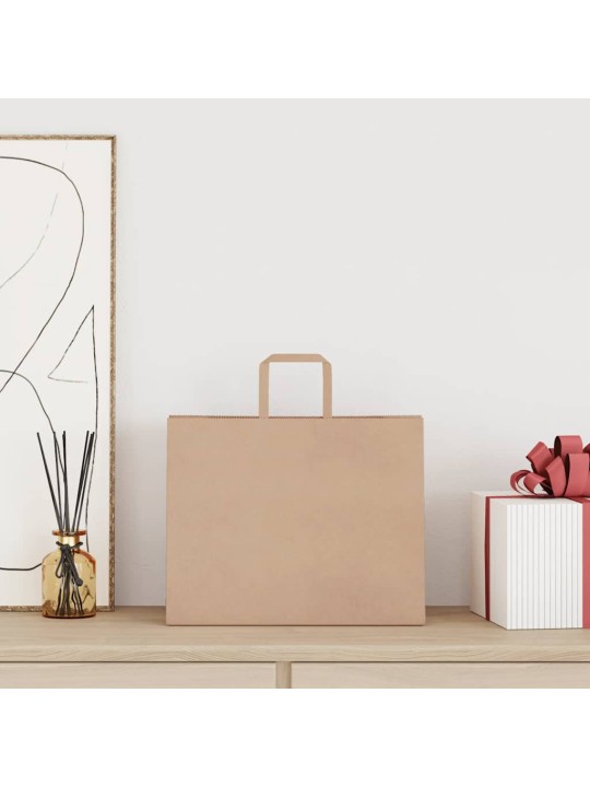Paperikassit 250 kpl kahvoilla ruskea 32x22x24 cm