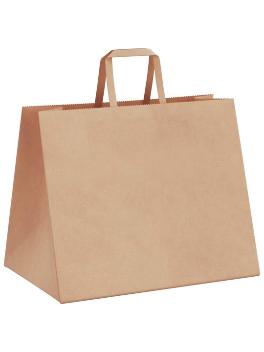 Paperikassit 250 kpl kahvoilla ruskea 32x22x24 cm