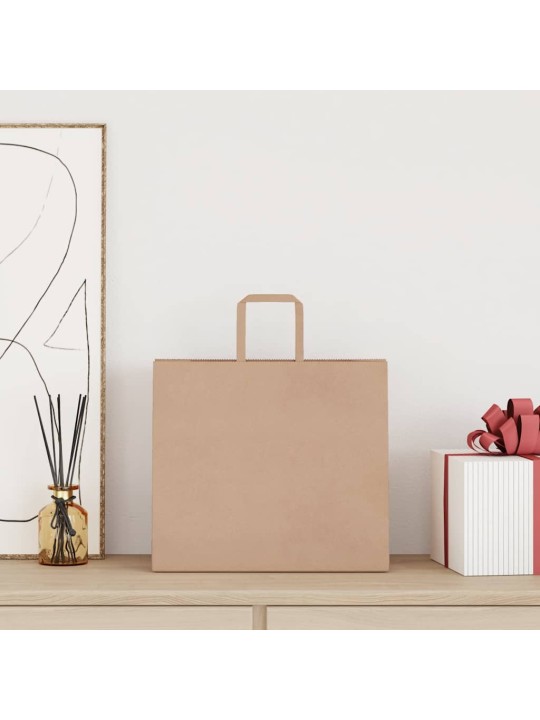 Paperikassit 250 kpl kahvoilla ruskea 32x22x28 cm