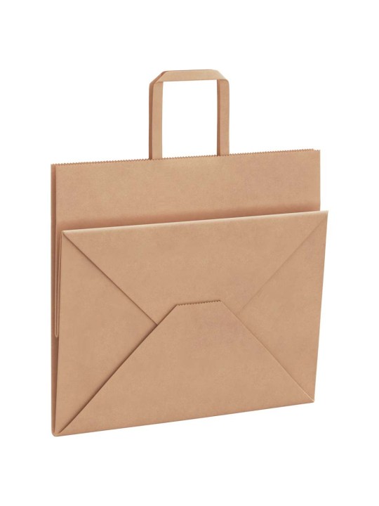Paperikassit 250 kpl kahvoilla ruskea 32x22x28 cm
