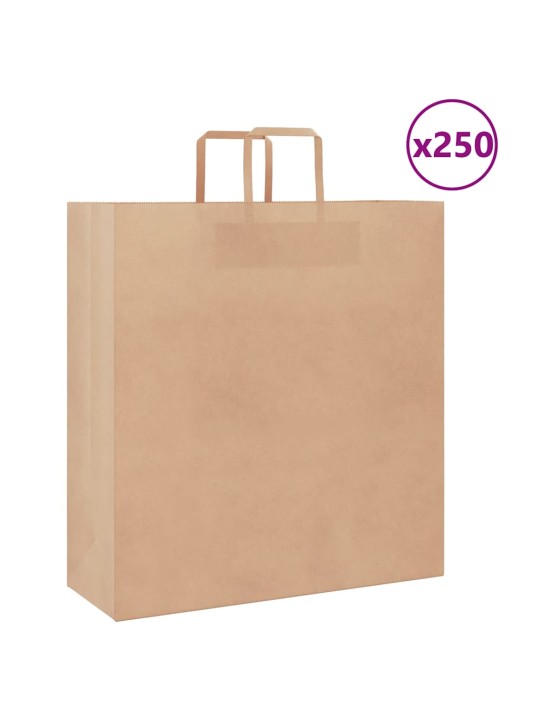 Paperikassit 250 kpl kahvoilla ruskea 45x17x48 cm