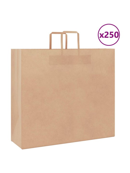 Paperikassit 250 kpl kahvoilla ruskea 54x15x49 cm