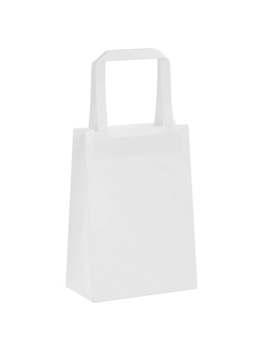 Paperikassit 50 kpl kahvoilla valkoinen 15x8x21 cm
