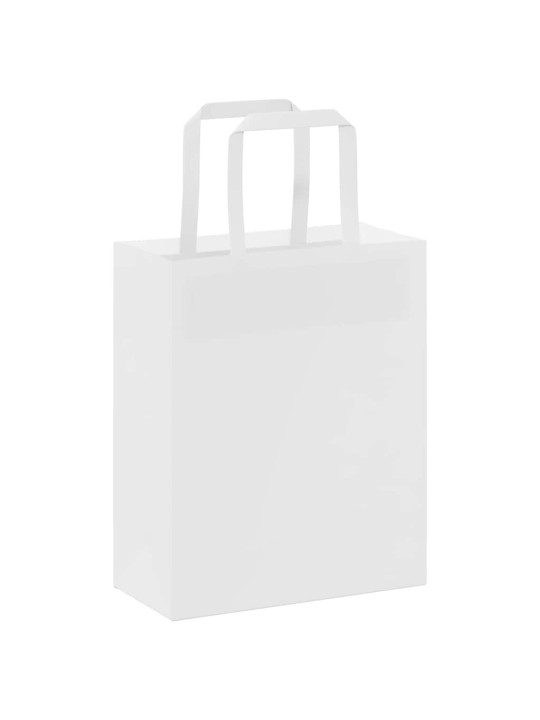 Paperikassit 50 kpl kahvoilla valkoinen 18x8x22 cm