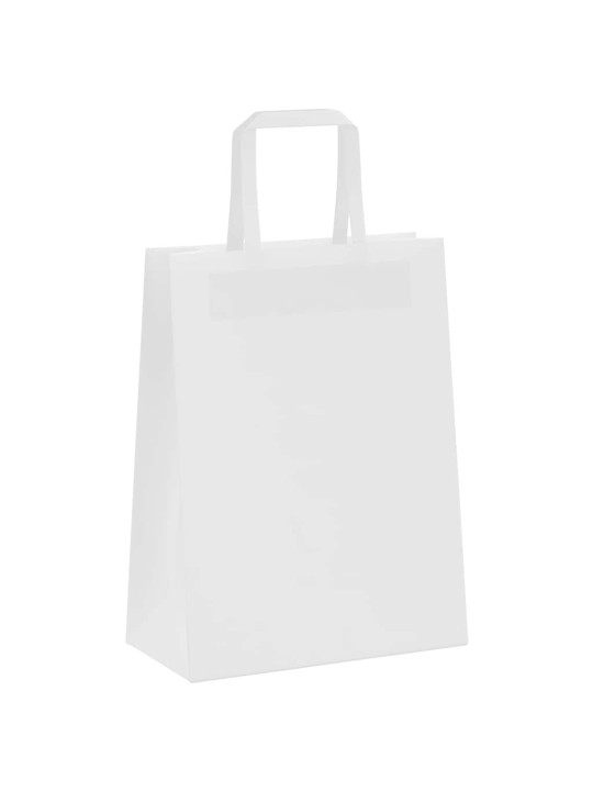 Paperikassit 50 kpl kahvoilla valkoinen 21x11x28 cm