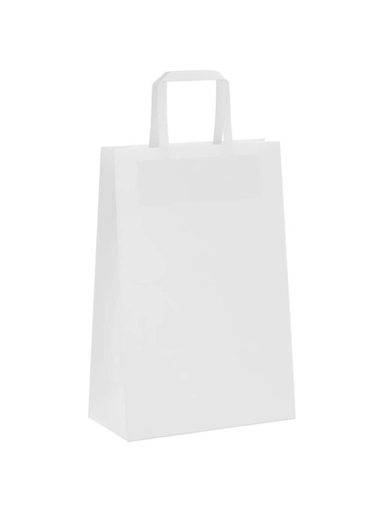 Paperikassit 50 kpl kahvoilla valkoinen 21x11x31 cm