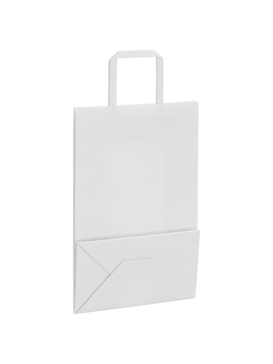 Paperikassit 50 kpl kahvoilla valkoinen 21x11x31 cm