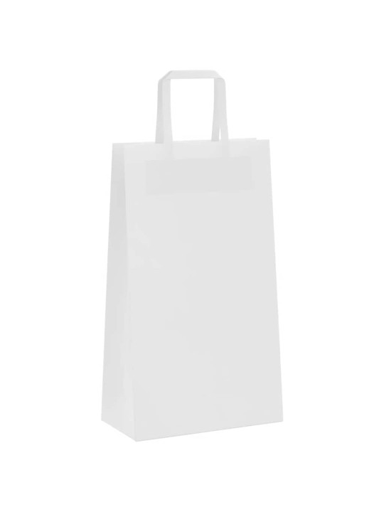 Paperikassit 50 kpl kahvoilla valkoinen 21x11x36 cm