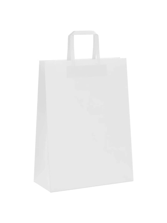 Paperikassit 50 kpl kahvoilla valkoinen 26x12x35 cm