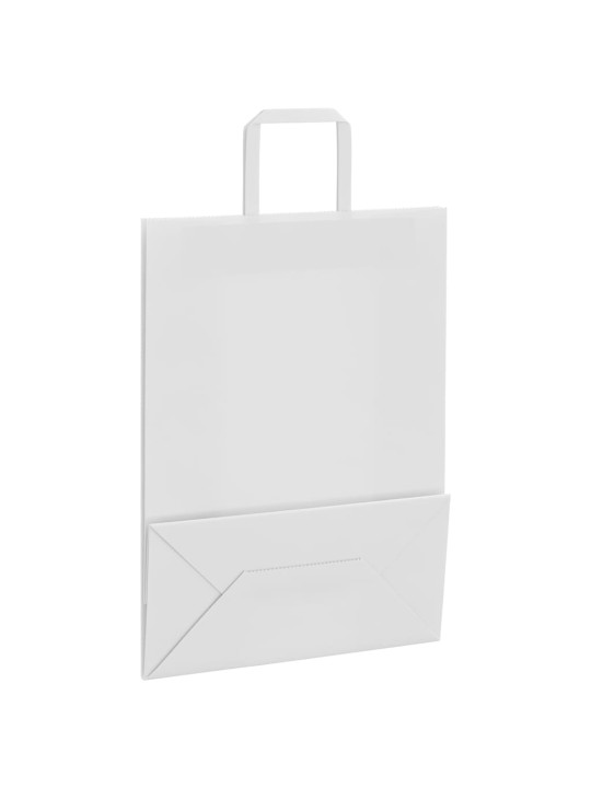 Paperikassit 50 kpl kahvoilla valkoinen 26x12x35 cm