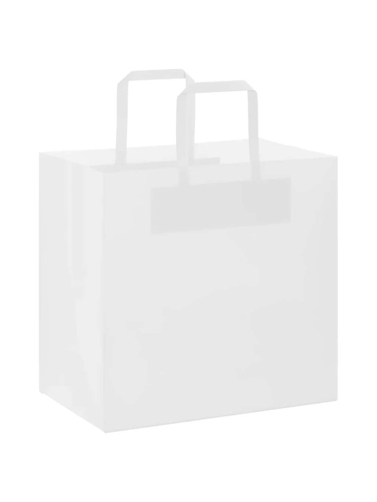 Paperikassit 50 kpl kahvoilla valkoinen 26x17x25 cm