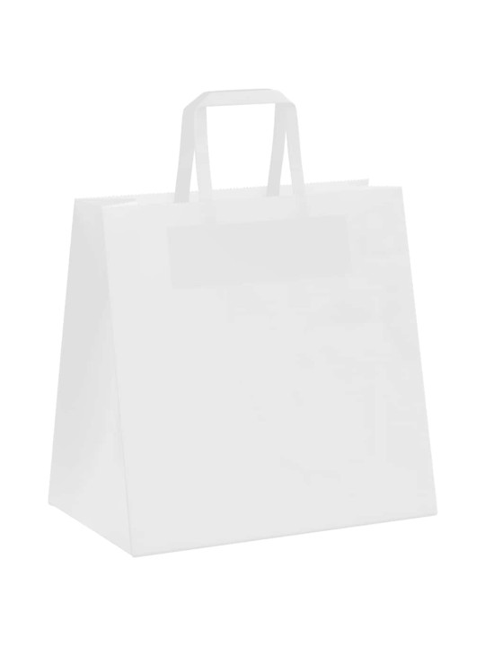 Paperikassit 50 kpl kahvoilla valkoinen 26x17x25 cm
