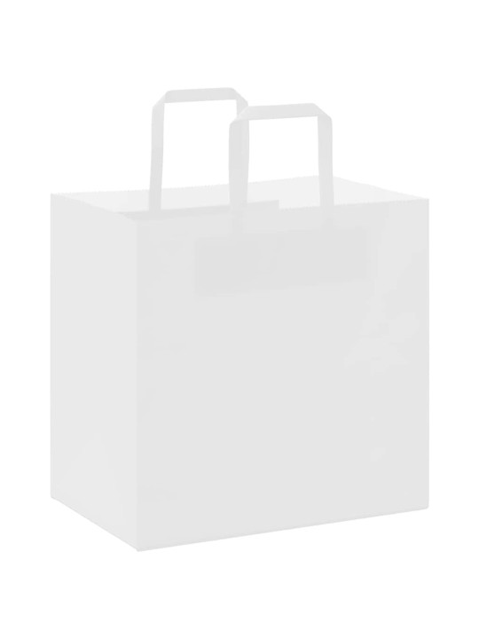 Paperikassit 50 kpl kahvoilla valkoinen 26x17x25 cm
