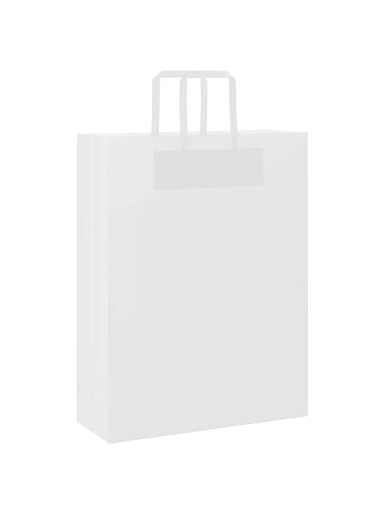 Paperikassit 50 kpl kahvoilla valkoinen 32x12x42 cm