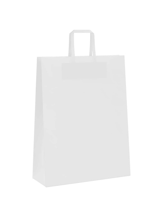 Paperikassit 50 kpl kahvoilla valkoinen 32x12x42 cm