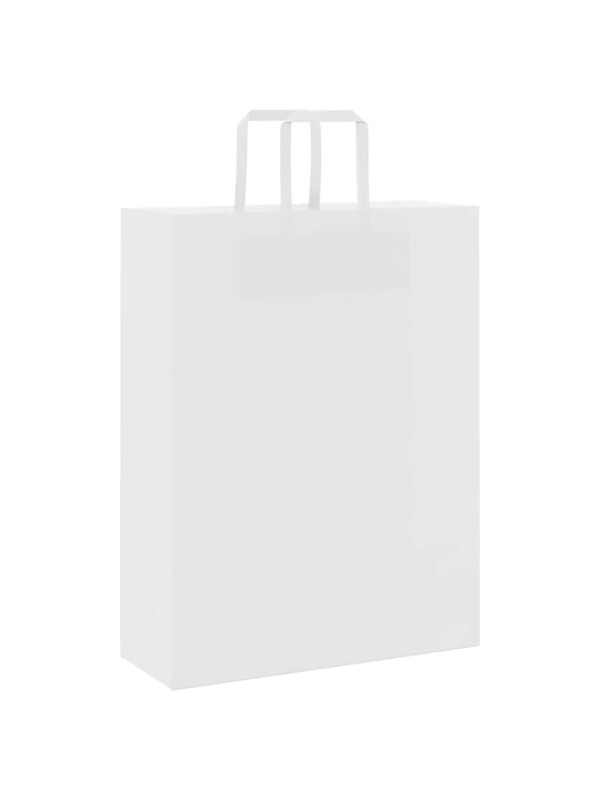 Paperikassit 50 kpl kahvoilla valkoinen 32x12x42 cm