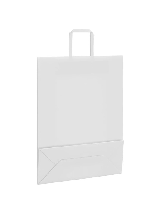Paperikassit 50 kpl kahvoilla valkoinen 32x12x42 cm