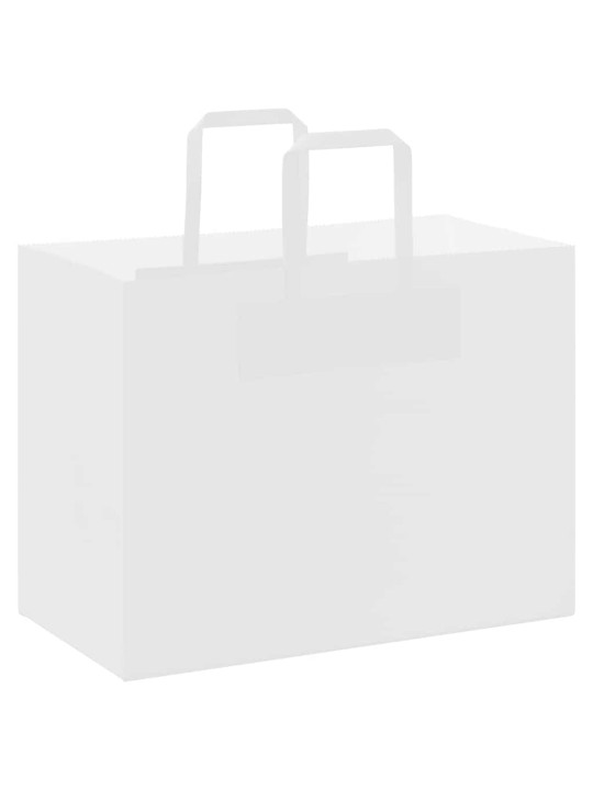 Paperikassit 50 kpl kahvoilla valkoinen 32x17x25 cm