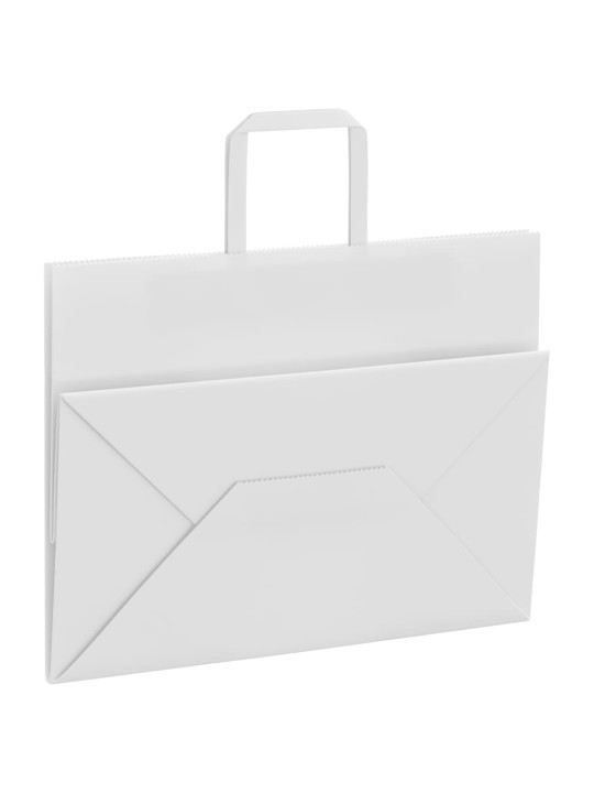 Paperikassit 50 kpl kahvoilla valkoinen 32x17x25 cm