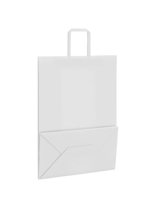 Paperikassit 50 kpl kahvoilla valkoinen 32x17x44 cm