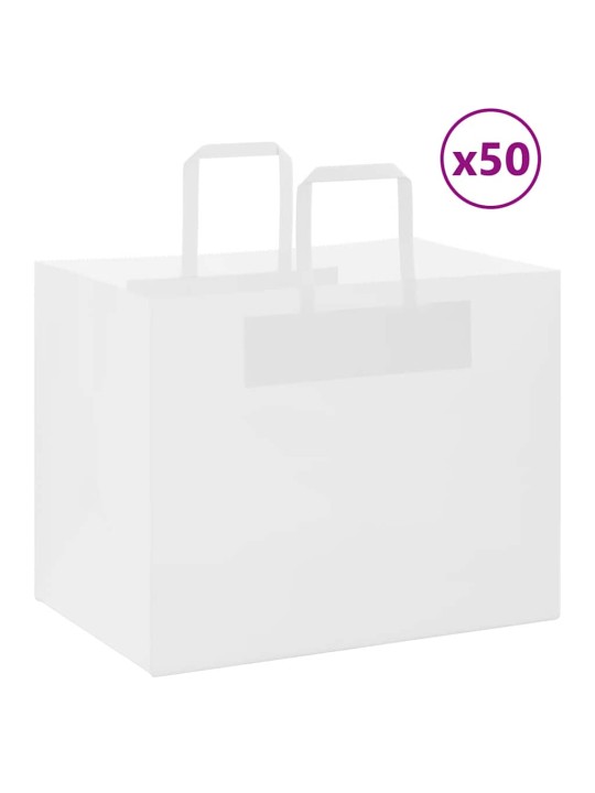 Paperikassit 50 kpl kahvoilla valkoinen 32x22x24 cm