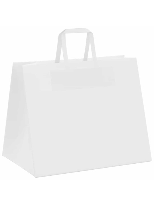 Paperikassit 50 kpl kahvoilla valkoinen 32x22x24 cm
