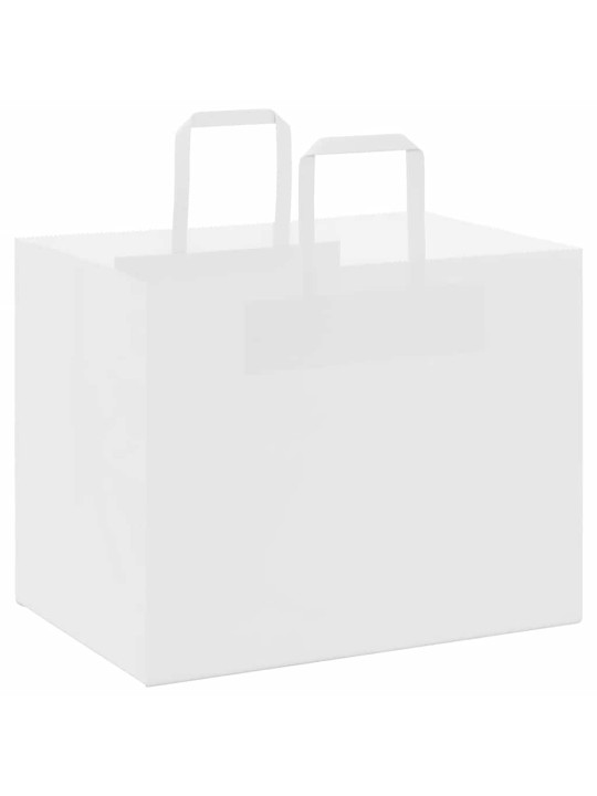 Paperikassit 50 kpl kahvoilla valkoinen 32x22x24 cm