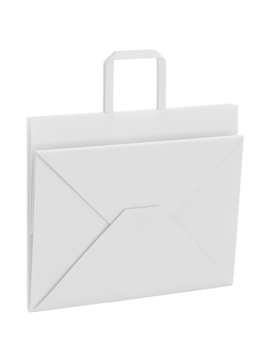 Paperikassit 50 kpl kahvoilla valkoinen 32x22x24 cm