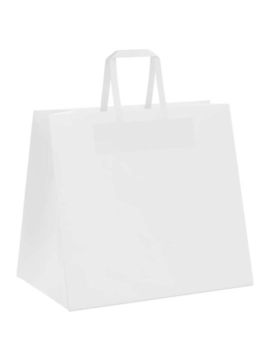 Paperikassit 50 kpl kahvoilla valkoinen 32x22x28 cm