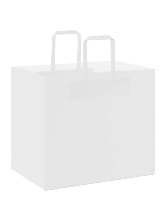 Paperikassit 50 kpl kahvoilla valkoinen 32x22x28 cm
