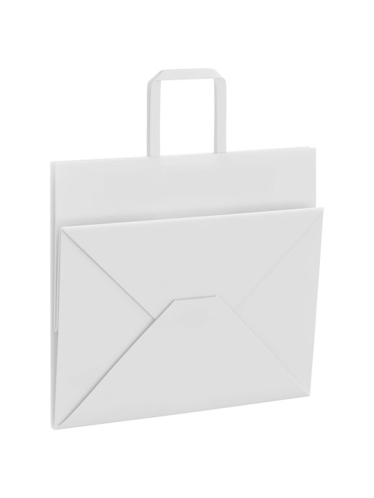 Paperikassit 50 kpl kahvoilla valkoinen 32x22x28 cm