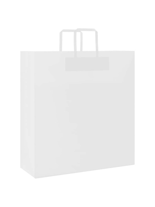 Paperikassit 50 kpl kahvoilla valkoinen 45x17x48 cm