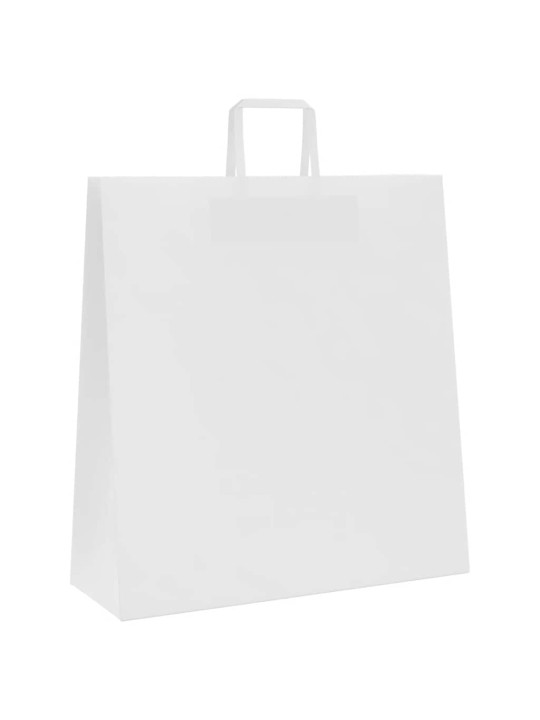 Paperikassit 50 kpl kahvoilla valkoinen 45x17x48 cm