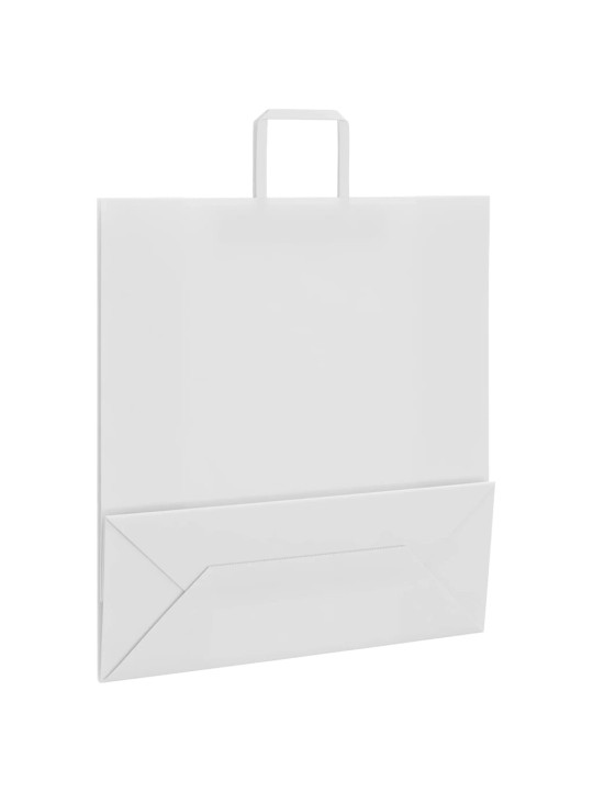 Paperikassit 50 kpl kahvoilla valkoinen 45x17x48 cm