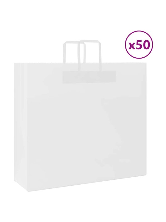 Paperikassit 50 kpl kahvoilla valkoinen 54x15x49 cm