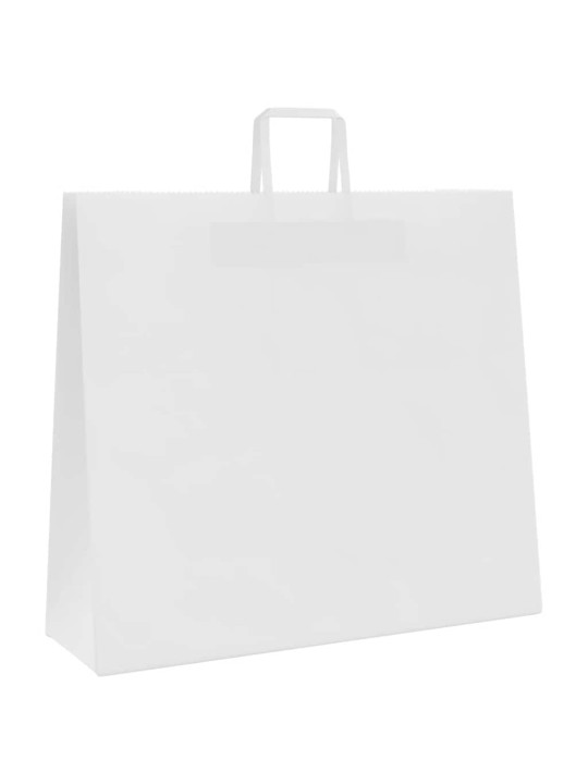 Paperikassit 50 kpl kahvoilla valkoinen 54x15x49 cm