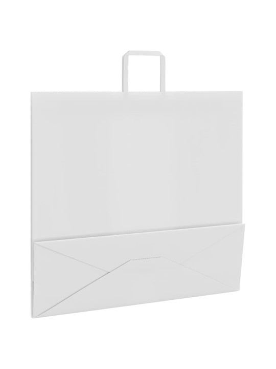 Paperikassit 50 kpl kahvoilla valkoinen 54x15x49 cm