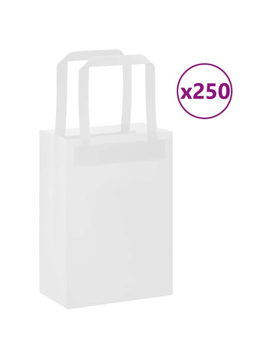 Paperikassit 250 kpl kahvoilla valkoinen 15x8x21 cm