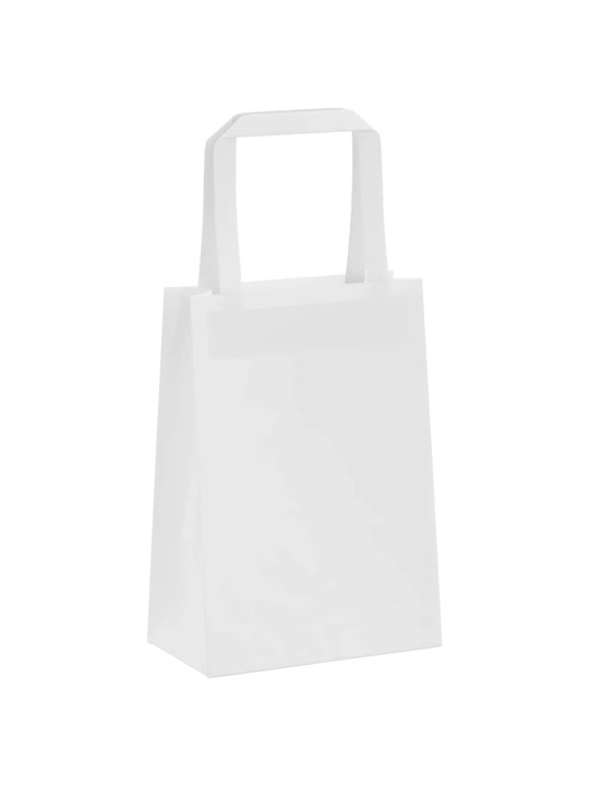 Paperikassit 250 kpl kahvoilla valkoinen 15x8x21 cm