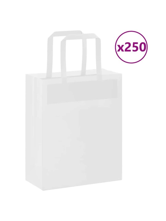 Paperikassit 250 kpl kahvoilla valkoinen 18x8x22 cm