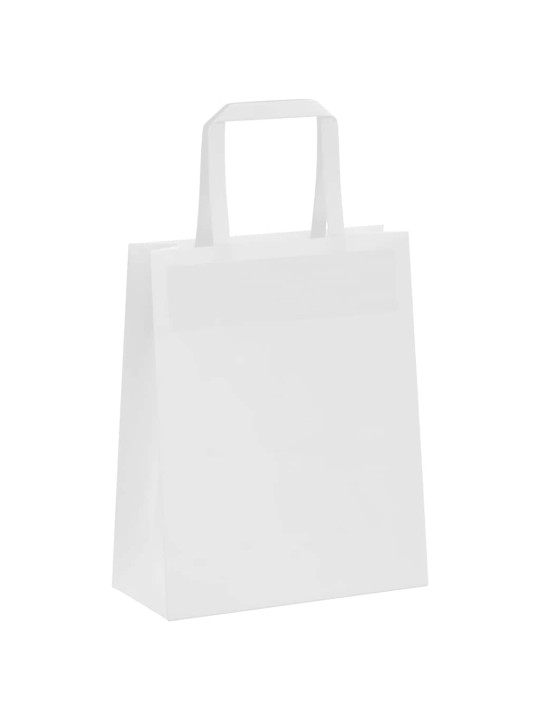 Paperikassit 250 kpl kahvoilla valkoinen 18x8x22 cm