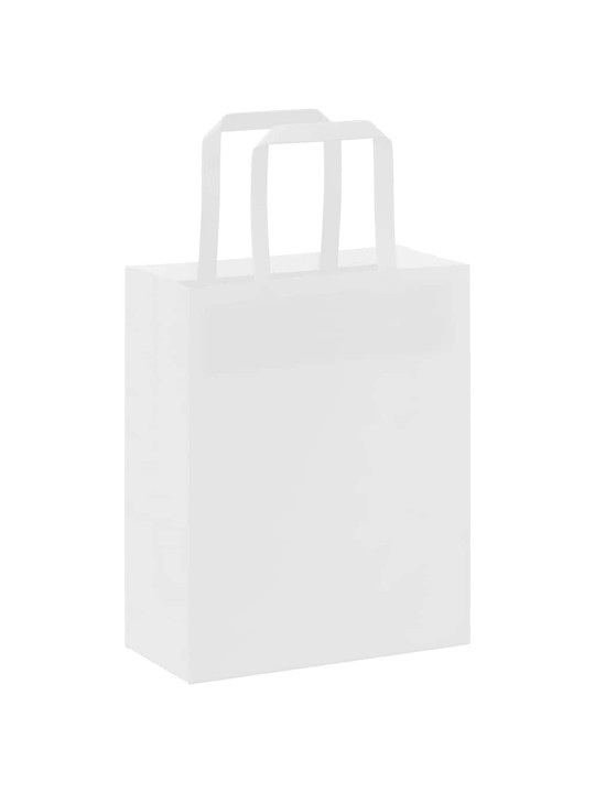 Paperikassit 250 kpl kahvoilla valkoinen 18x8x22 cm